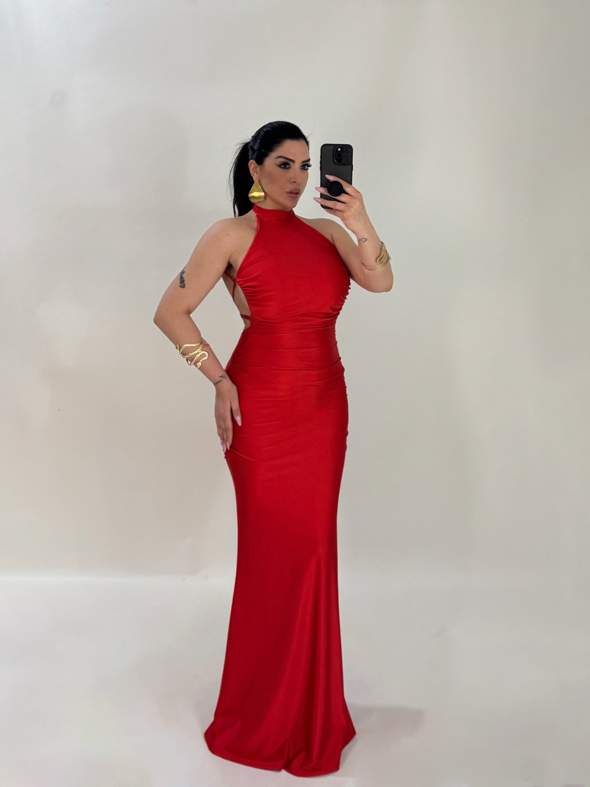 Mermaid-style long dress with back neckline “The Best”