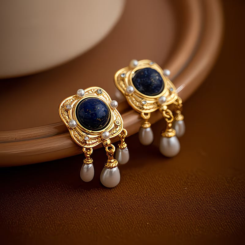 SAPPHIRA | ROYAL BLUE PEARL CHANDELIER EARRINGS