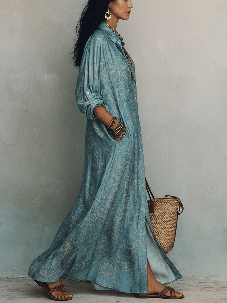 Elegant Bohemian Loose Silhouette Soft Fabric Everyday Wear Maxi Dress