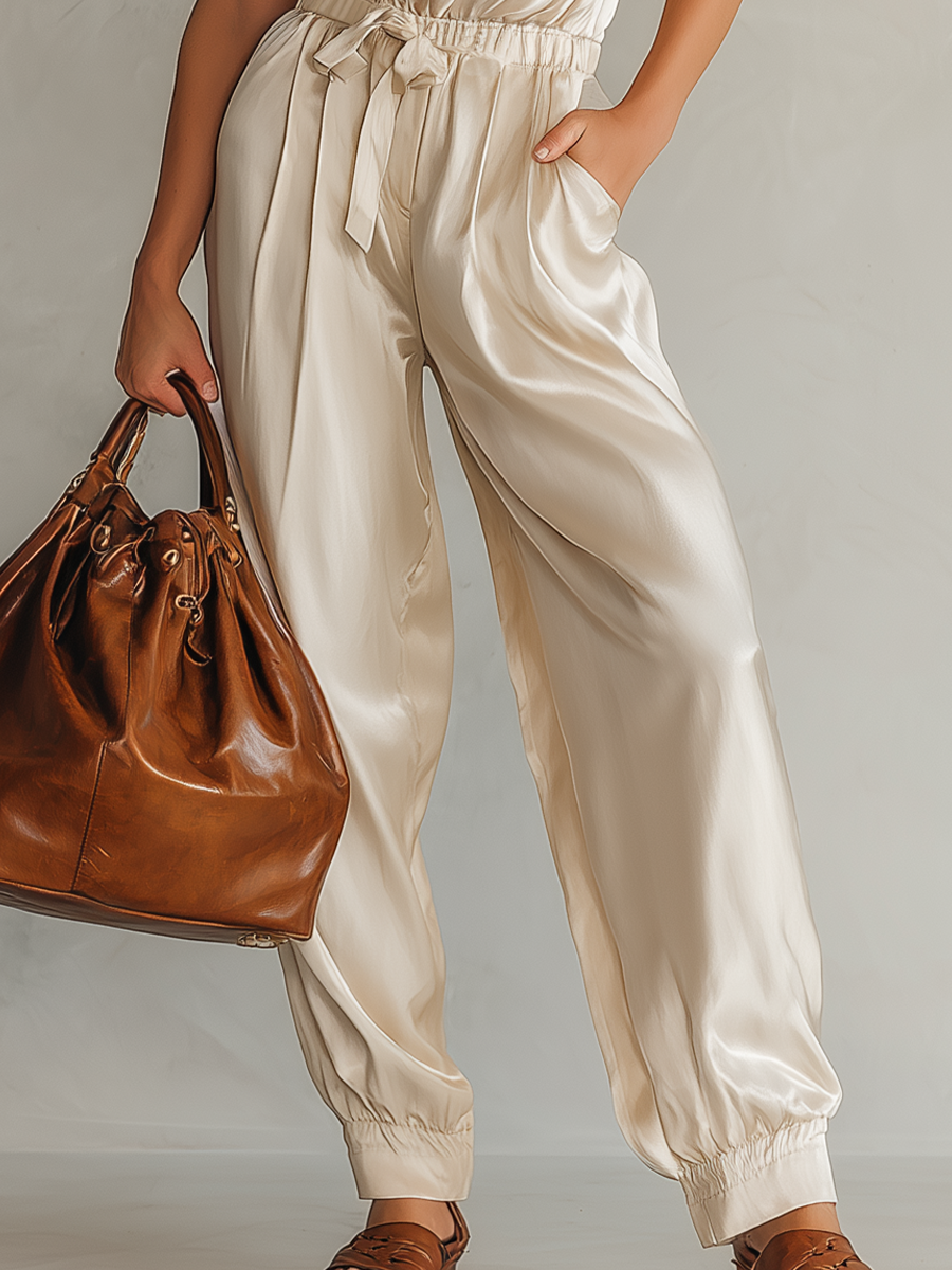 Chelsea Monroe ™ | Sleek Satin Drape Pant Suit