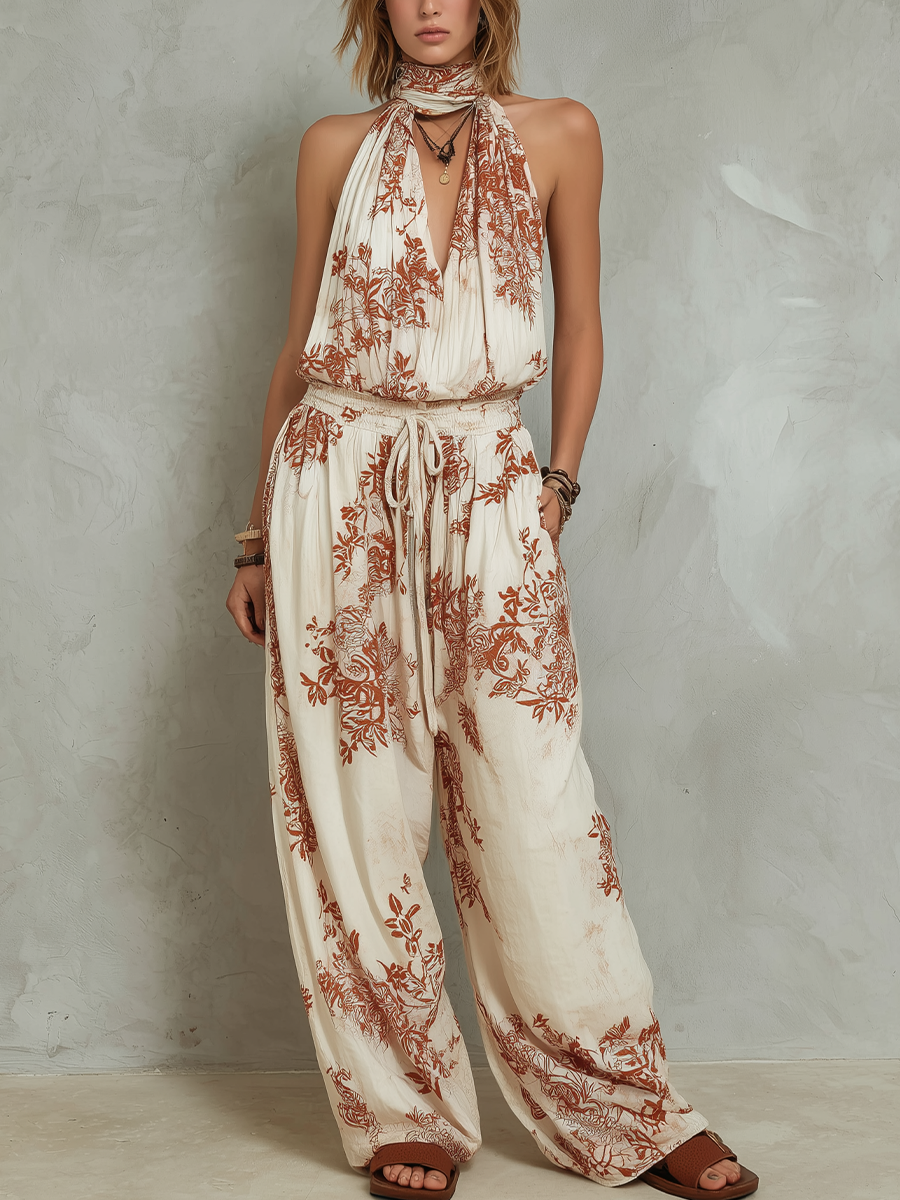 Chelsea Monroe ™ | Lightweight Printed Wide-Leg Pant Suit