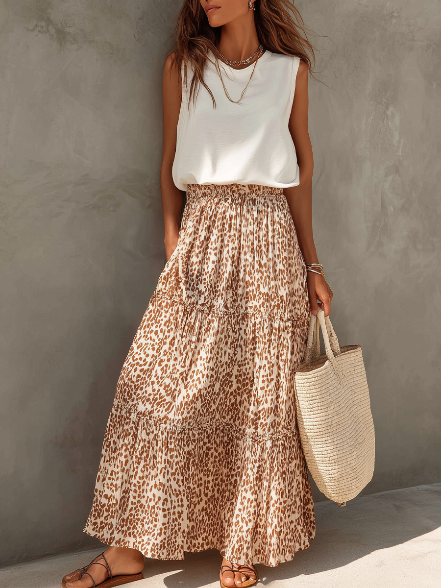Chelsea Monroe ™ | Classic Tiered Print Maxi Skirt Set