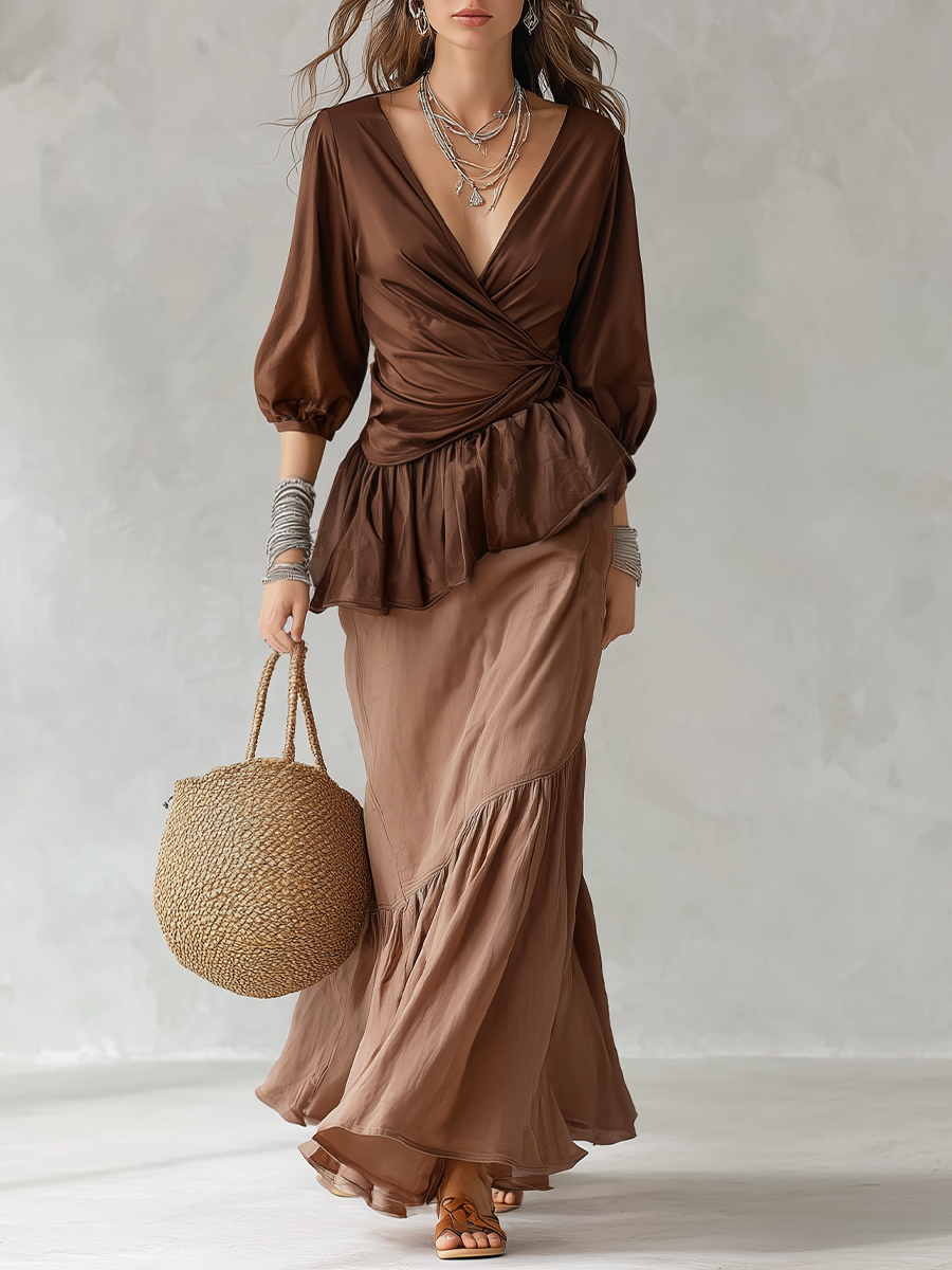 Chelsea Monroe ™ | Refined Wrap Waist Maxi Skirt Set