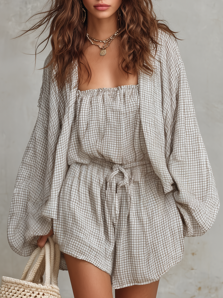 Chelsea Monroe ™ | Relaxed Textured Check Lounge Set