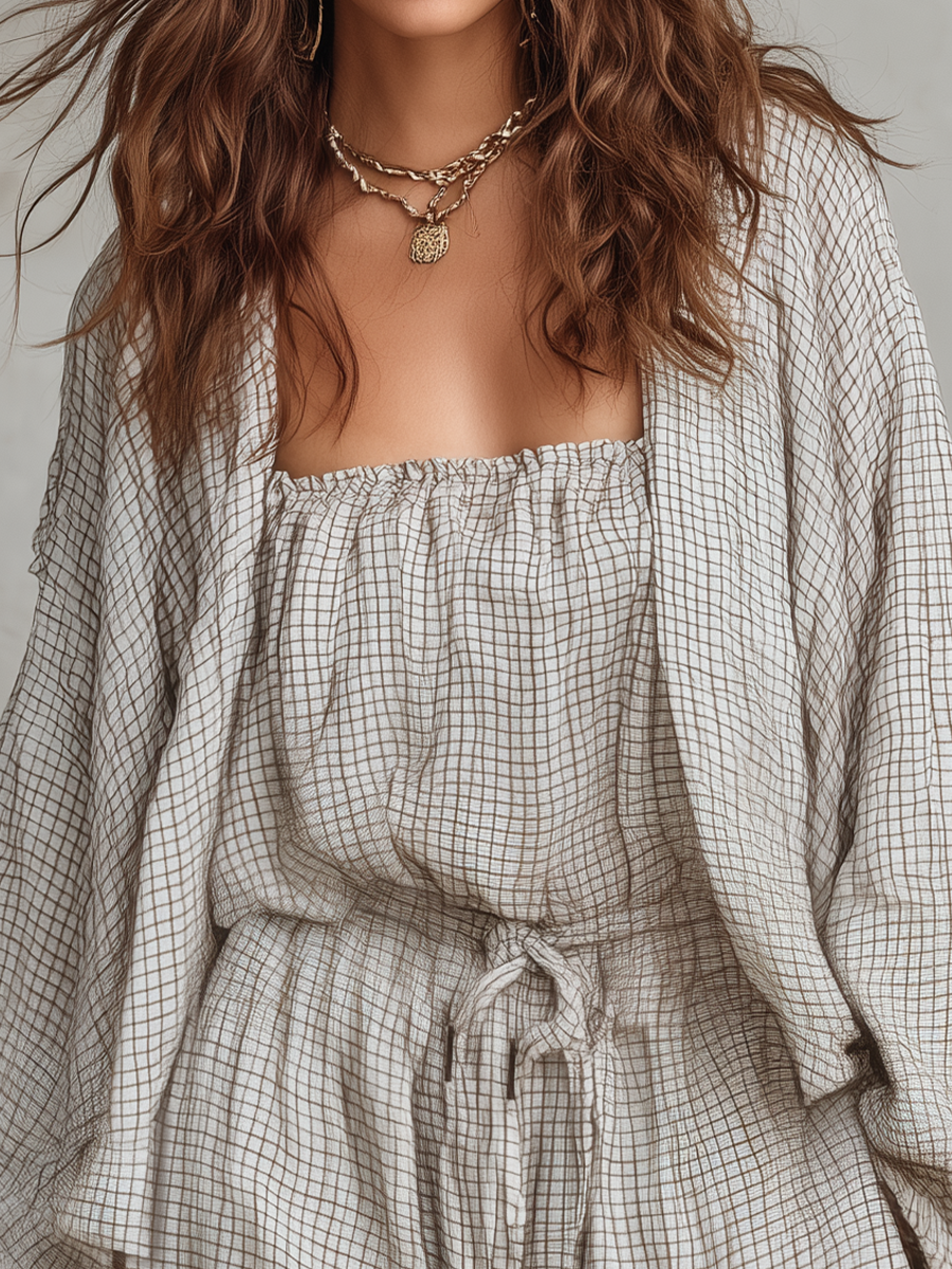 Chelsea Monroe ™ | Relaxed Textured Check Lounge Set