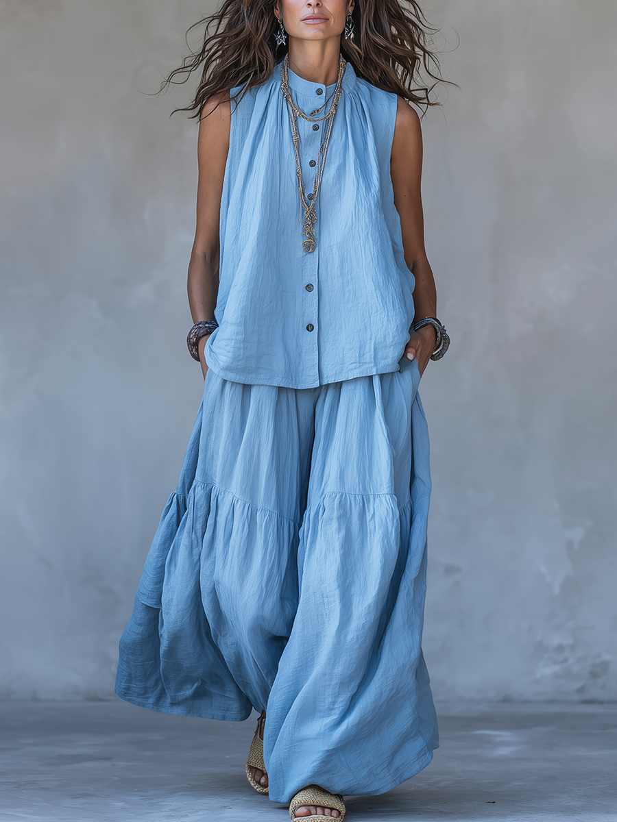 Chelsea Monroe ™ | Minimal Sleeveless Wide-Leg Set