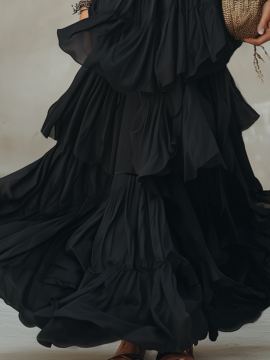 Chelsea Monroe ™ | Flowing Tiered Chiffon Maxi Skirt Set