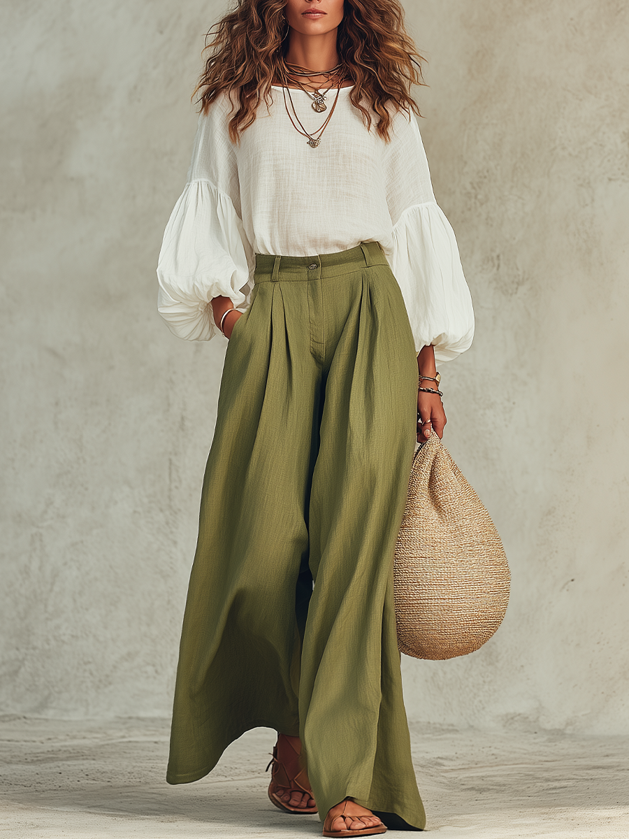Chelsea Monroe ™ | Airy Puff Sleeve Wide-Leg Set