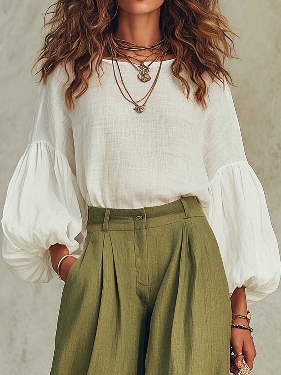 Chelsea Monroe ™ | Airy Puff Sleeve Wide-Leg Set