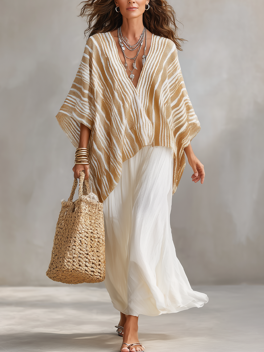 Chelsea Monroe ™ | Textured Poncho & Maxi Skirt Set
