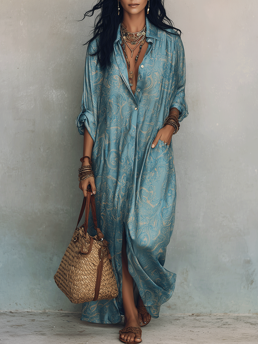 Elegant Bohemian Loose Silhouette Soft Fabric Everyday Wear Maxi Dress