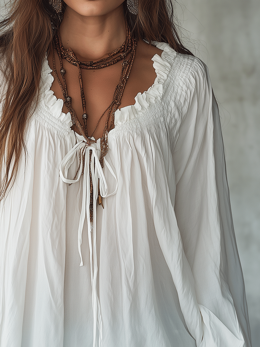 Boho Soft Texture Loose Silhouette Easy-Wear Blouse