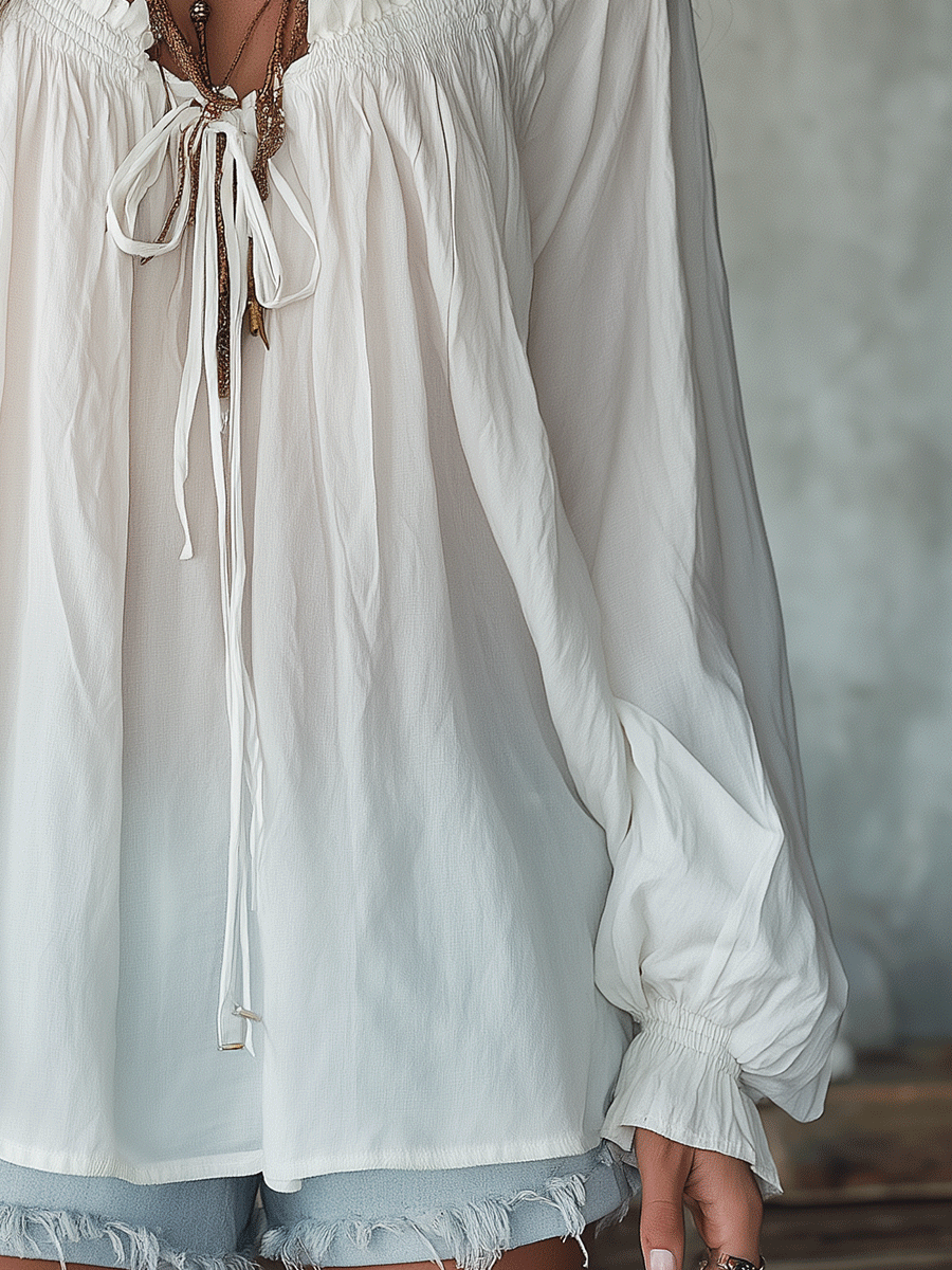 Boho Soft Texture Loose Silhouette Easy-Wear Blouse