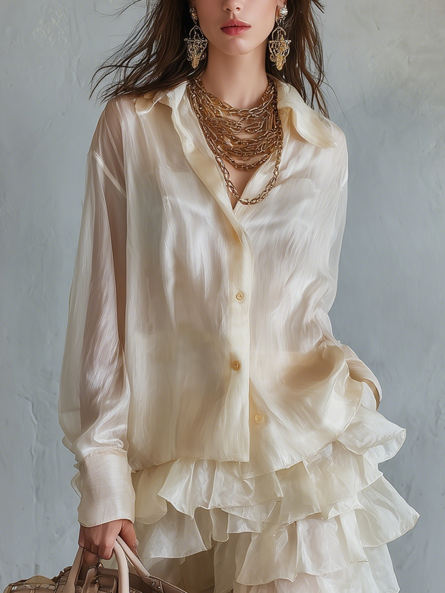Romantic Ivory Ruffled Mini Skirt Set
