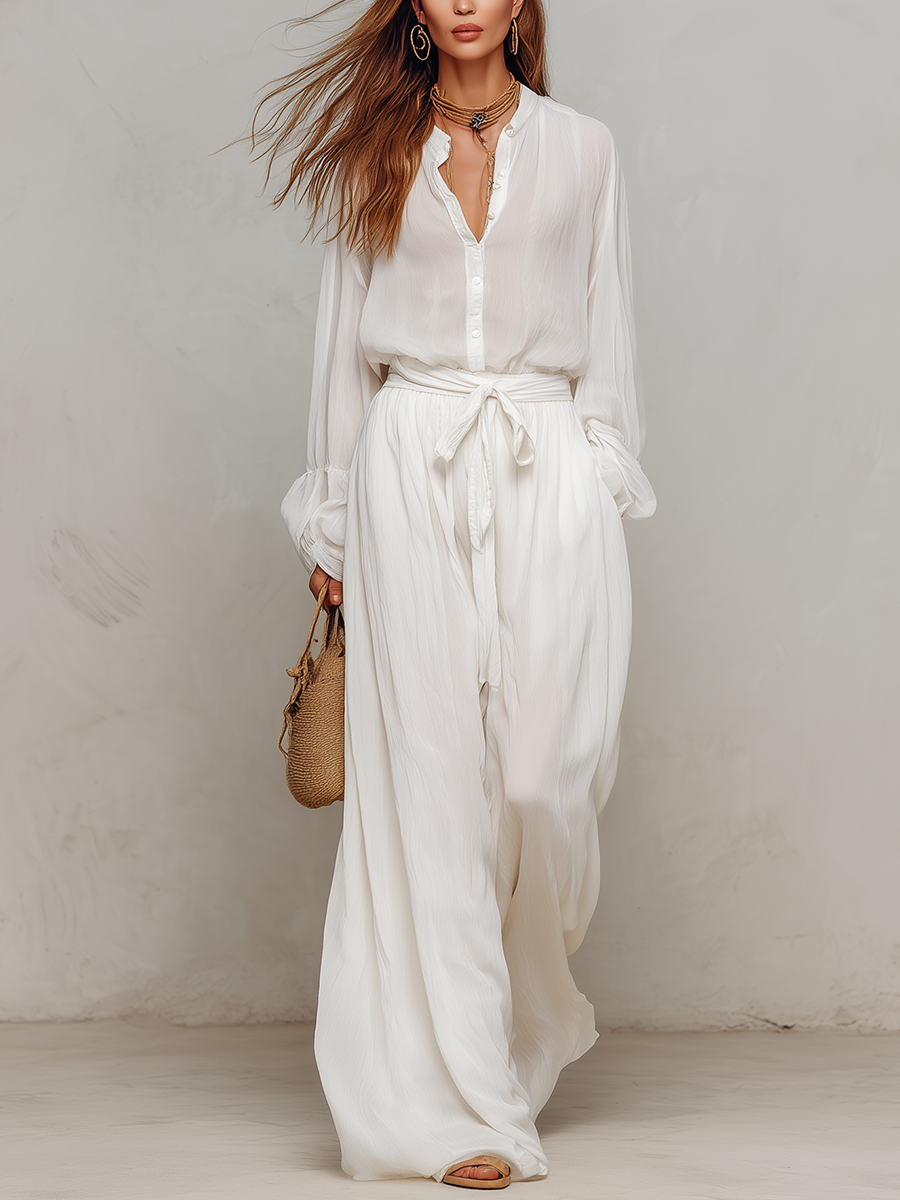 Effortless Ivory  Lightweight Chiffon Set