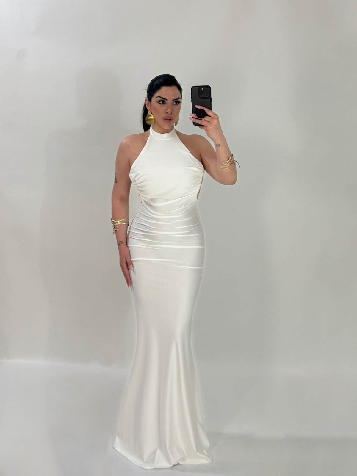 Mermaid-style long dress with back neckline “The Best”