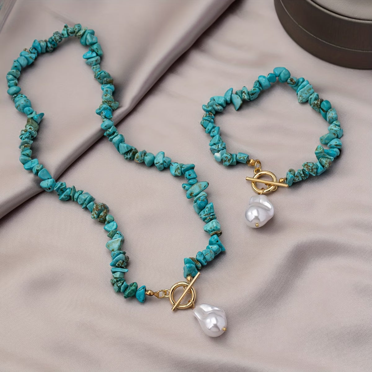 TURQUELLE | TURQUOISE & PEARL NECKLACE BRACELET SET