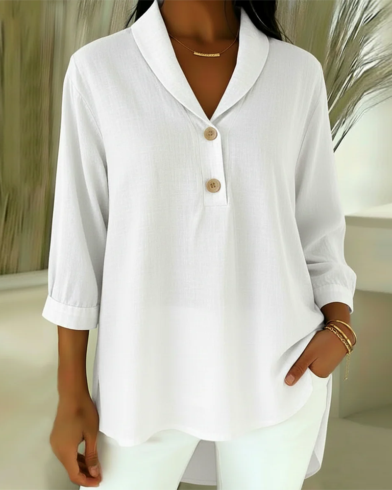 Noa – Blouse with Button Closure and V-Neck