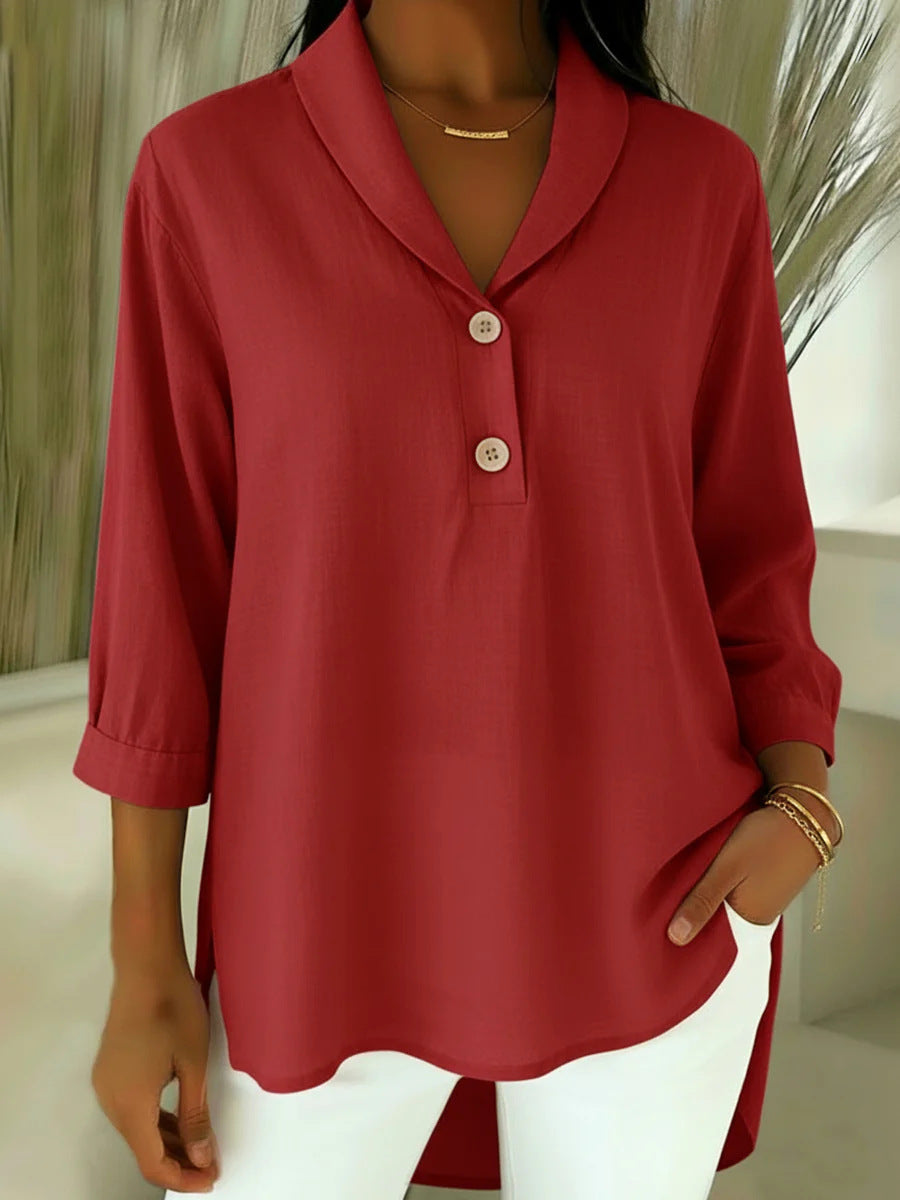 Noa – Blouse with Button Closure and V-Neck