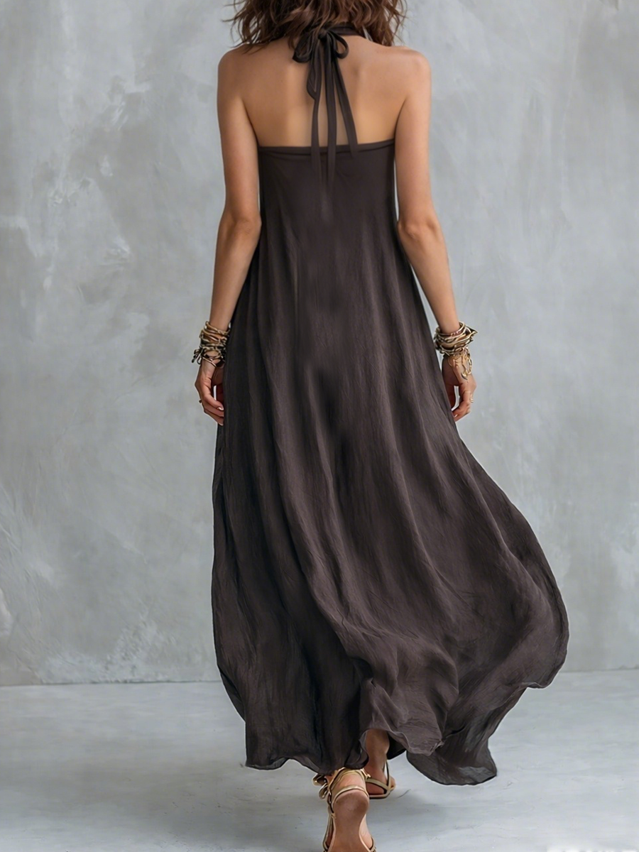 Charcoal Gray Bohemian Style Off The Shoulder Loose Maxi Dress