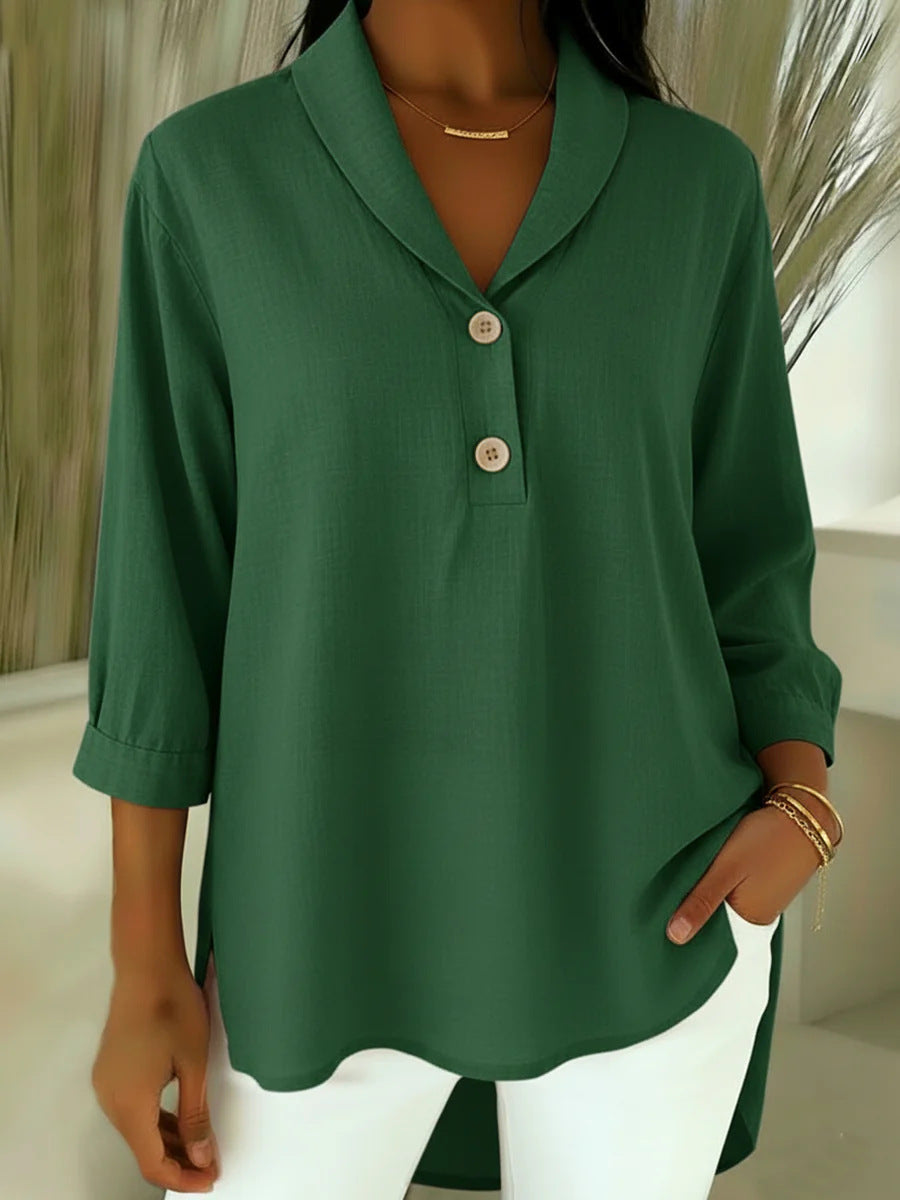 Noa – Blouse with Button Closure and V-Neck