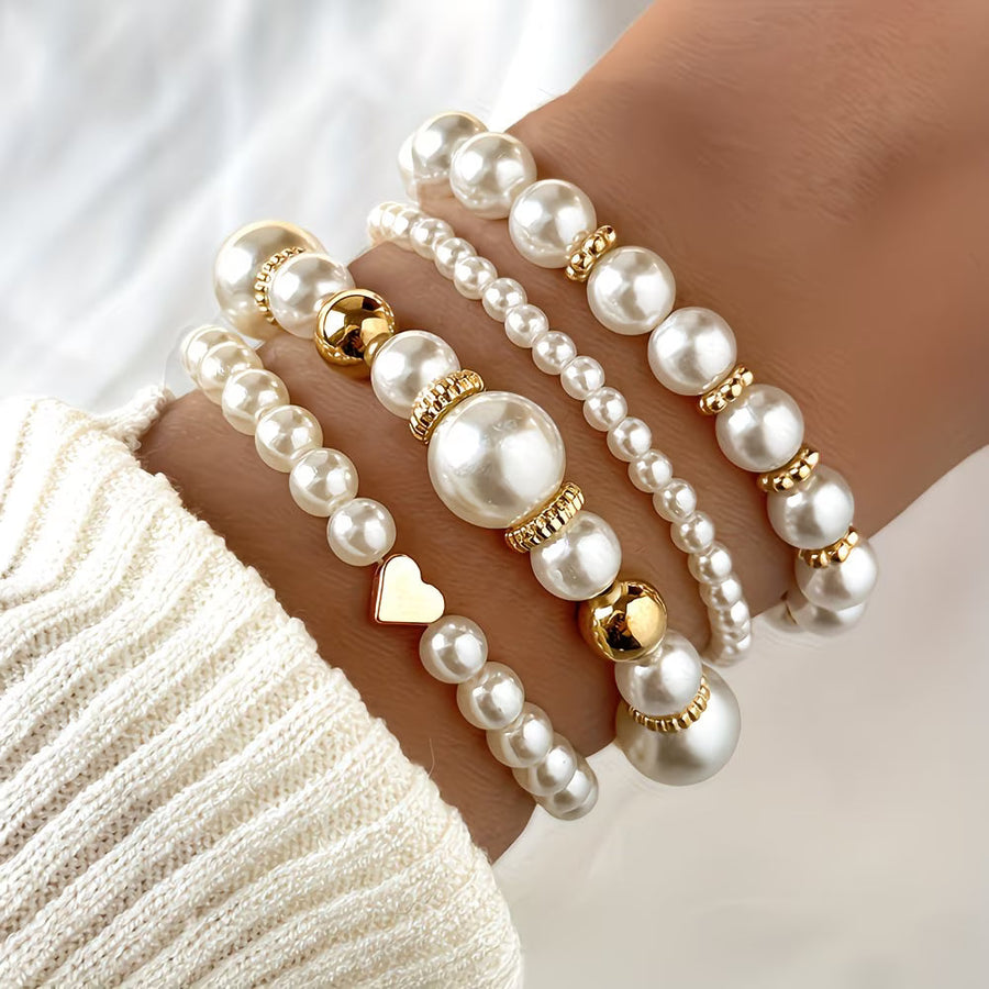 MARCELLA | PEARL STACKING BRACELET SET OF 4