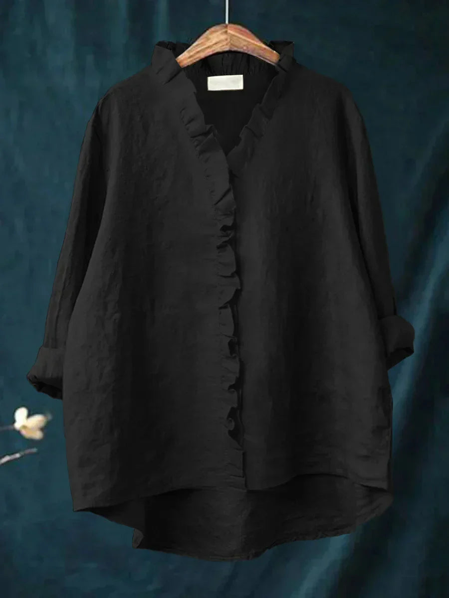 Lily | Casual Shirt with Ruffles in Cotton and Linen