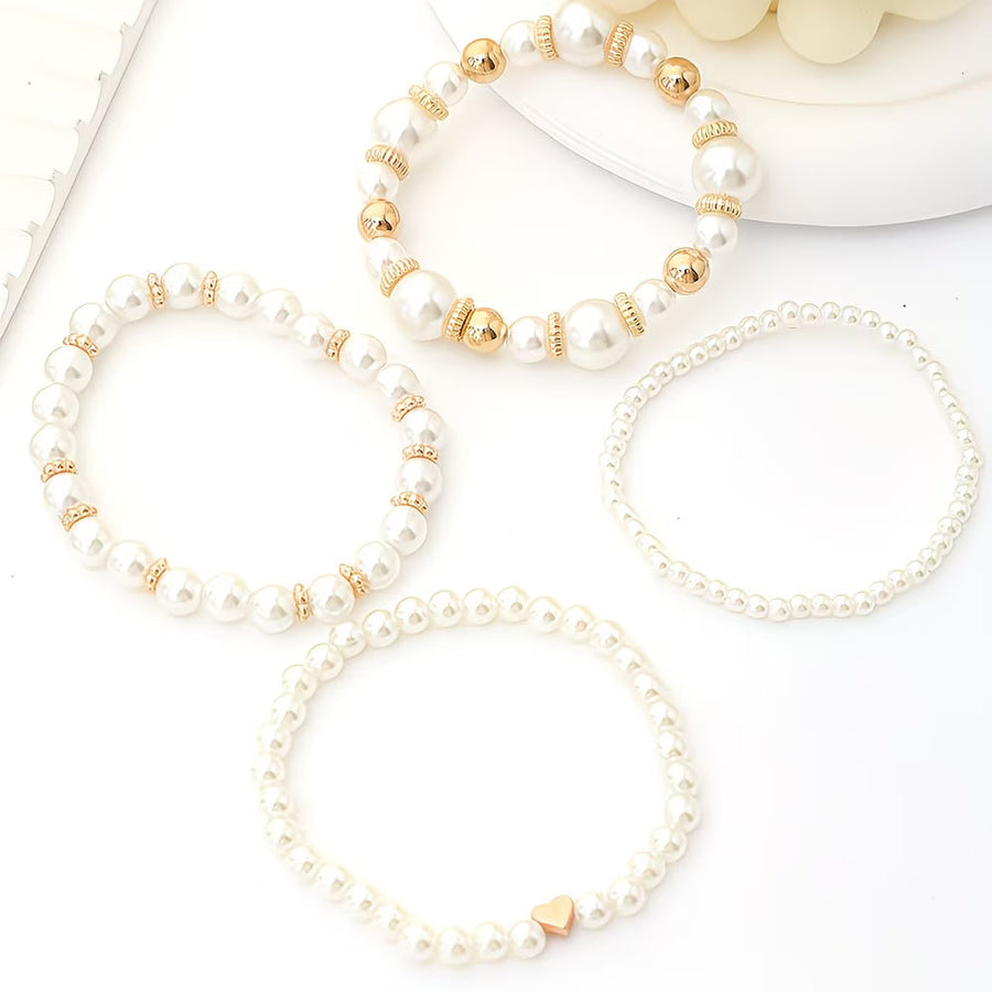 MARCELLA | PEARL STACKING BRACELET SET OF 4