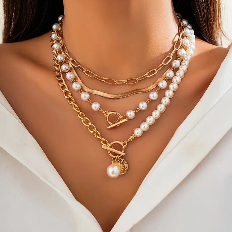 NOVARA | MODERN PEARL LAYERED NECKLACE SET
