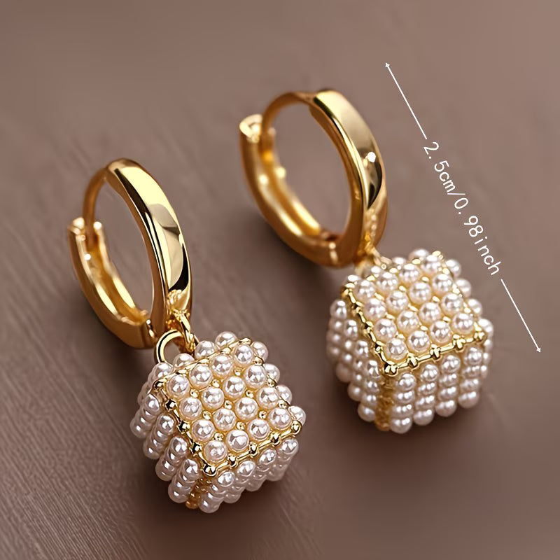 CUBELLA | PEARL CUBE EARRINGS