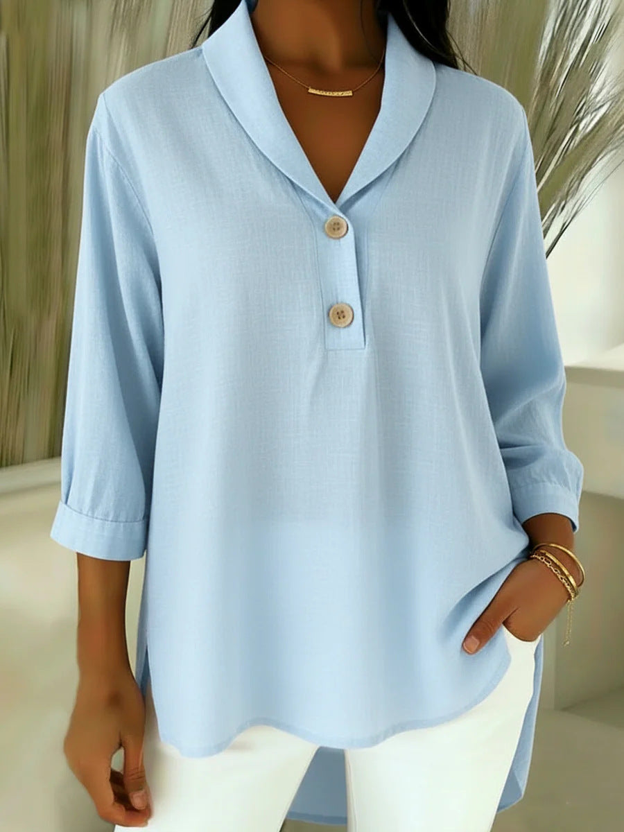 Noa – Blouse with Button Closure and V-Neck