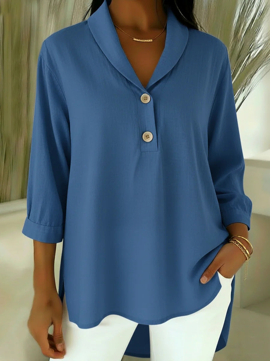Noa – Blouse with Button Closure and V-Neck