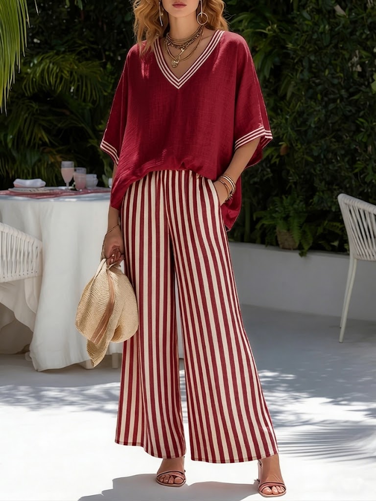 Kara | Striped Linen Cotton Two-Piece Set