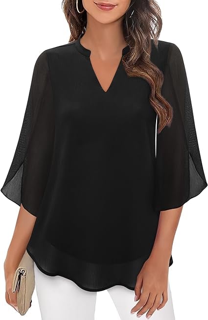 Claudia – Chiffon Georgette Blouse with V-Neck