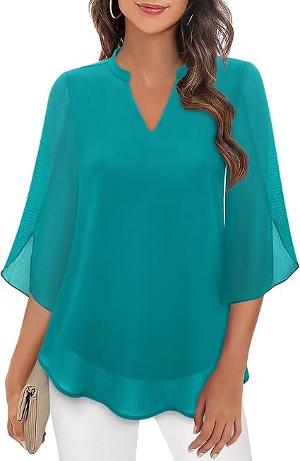 Claudia – Chiffon Georgette Blouse with V-Neck