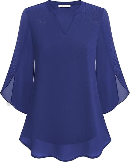 Claudia – Chiffon Georgette Blouse with V-Neck