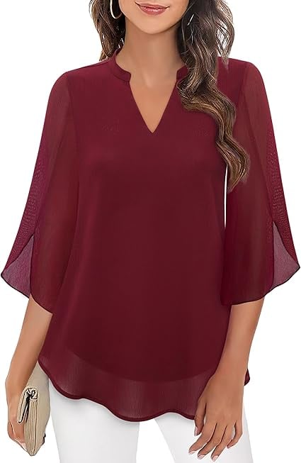 Claudia – Chiffon Georgette Blouse with V-Neck